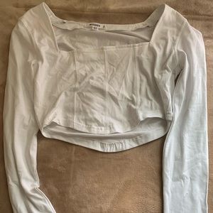 White Panelled Crop Top